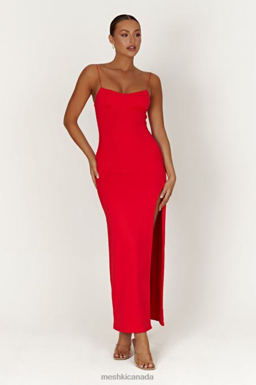 Meshki Red Addison Recycled Nylon Cupped Maxi Dress Clothing JN88N410