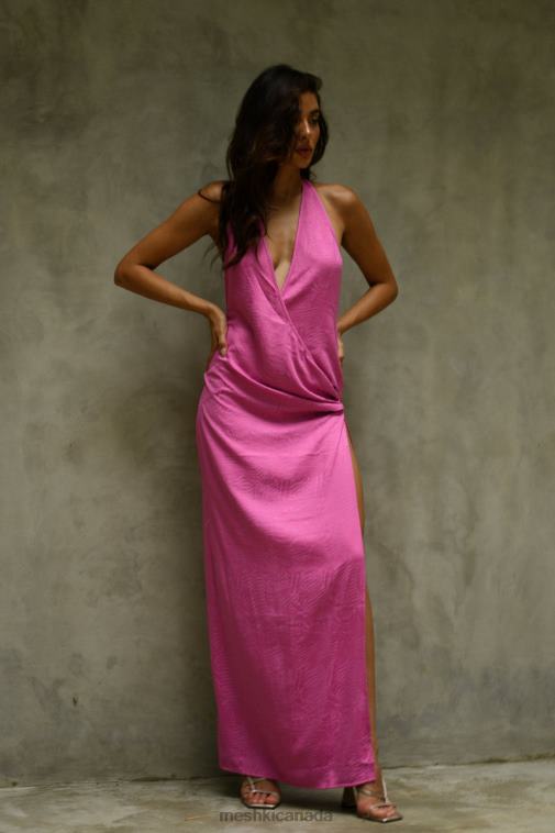 Meshki Rose Pink Aaliyah Plunge Neck Maxi Dress Clothing JN88N598
