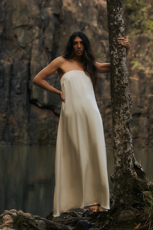 Meshki Sand Luisa Strapless Maxi Dress Clothing JN88N26