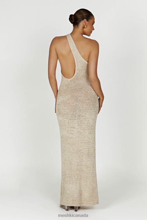 Meshki Wheat Paisley One Shoulder Knit Maxi Dress Clothing JN88N459