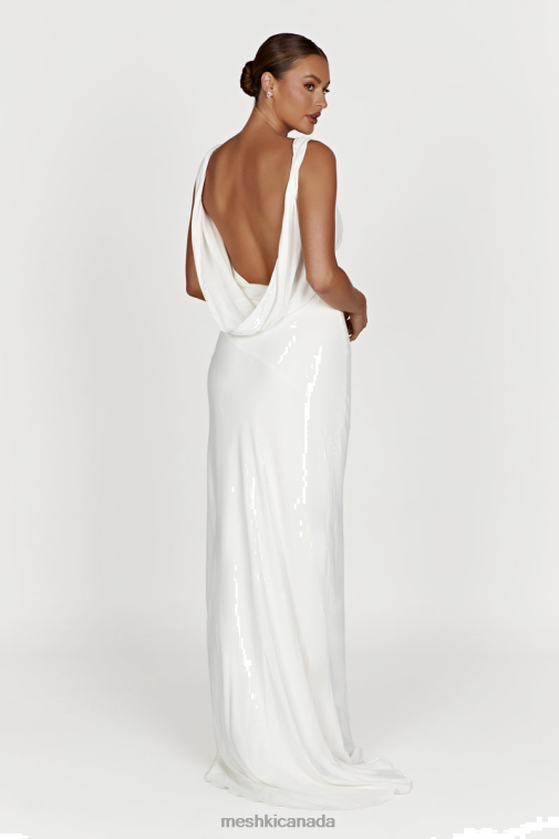 Meshki White Amanza Maxi Dress With Cowl Back Clothing JN88N119