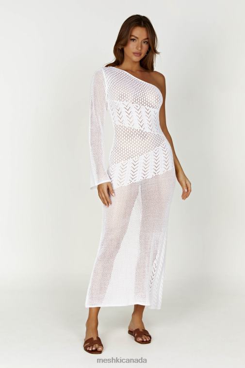 Meshki White Jody One Shoulder Mixed Yarn Dress Clothing JN88N457