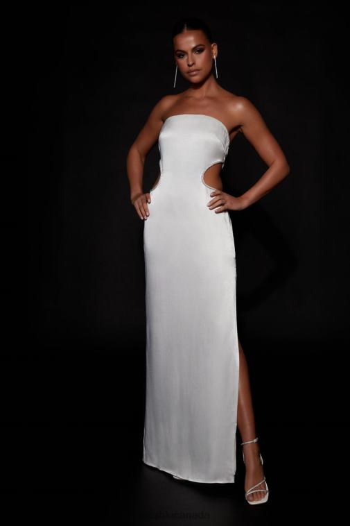 Meshki White Lawry Diamante Cut Out Maxi Dress Clothing JN88N689