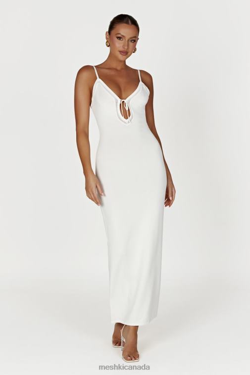 Meshki White Maia Pointelle Knit Maxi Dress Clothing JN88N317