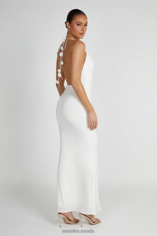 Meshki White Marion Rose Halter Maxi Dress Clothing JN88N158