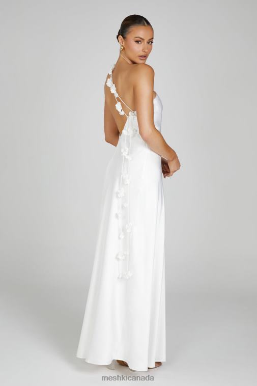 Meshki White Rebecca One Shoulder Rose Maxi Dress Clothing JN88N103