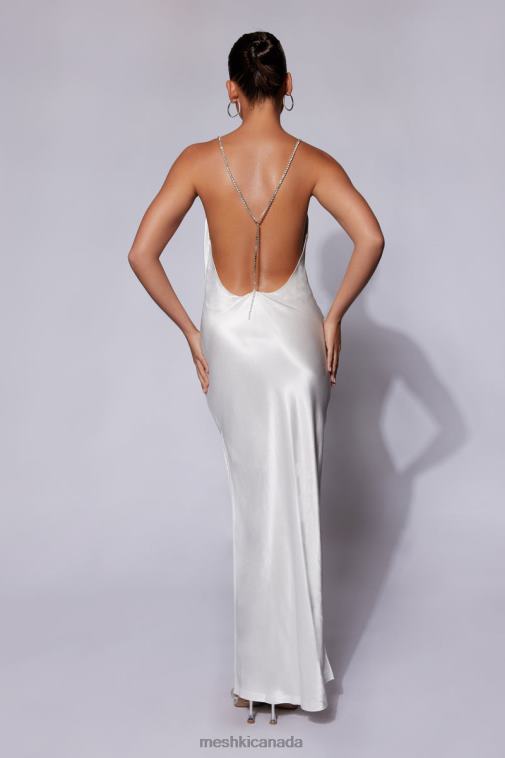 Meshki White Sera Diamante Maxi Dress With Low Back Clothing JN88N116