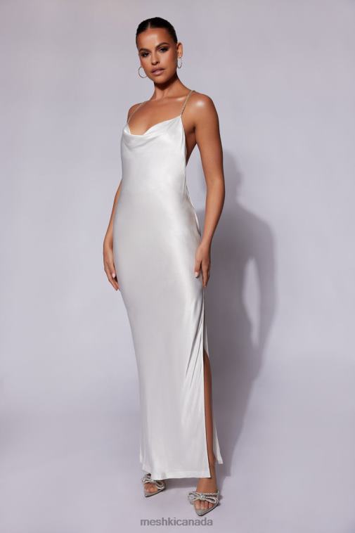 Meshki White Sera Diamante Maxi Dress With Low Back Clothing JN88N116