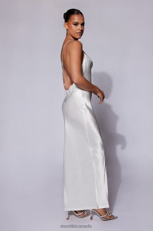 Meshki White Sera Diamante Maxi Dress With Low Back Clothing JN88N116