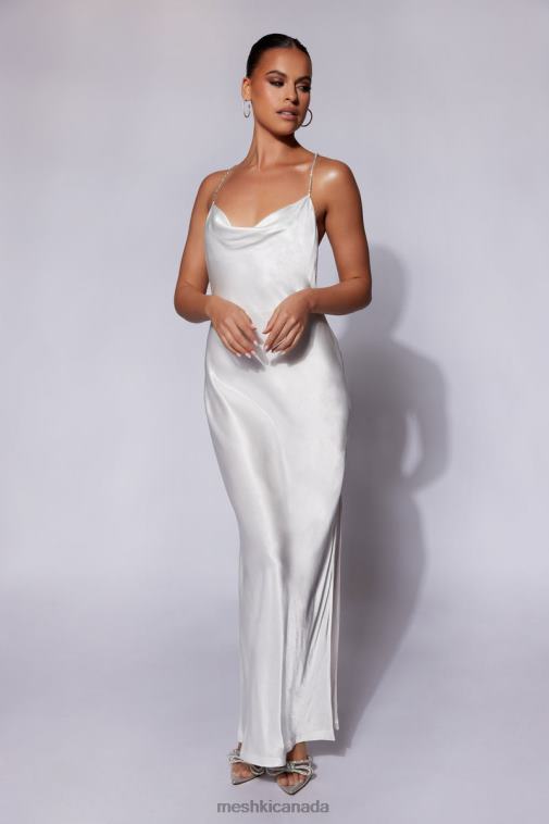 Meshki White Sera Diamante Maxi Dress With Low Back Clothing JN88N116