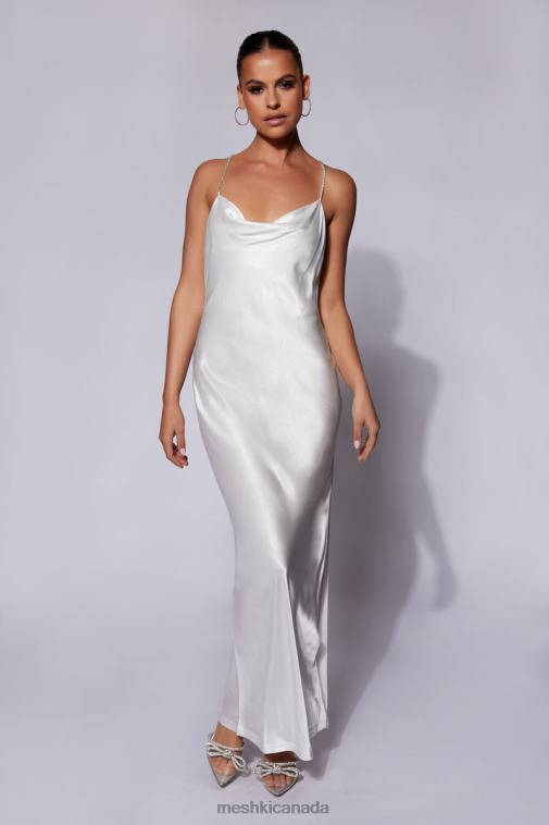 Meshki White Sera Diamante Maxi Dress With Low Back Clothing JN88N116