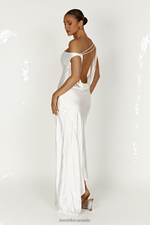 Meshki White Yvette Slip Maxi Dress With Asymmetrical Hem Clothing JN88N125