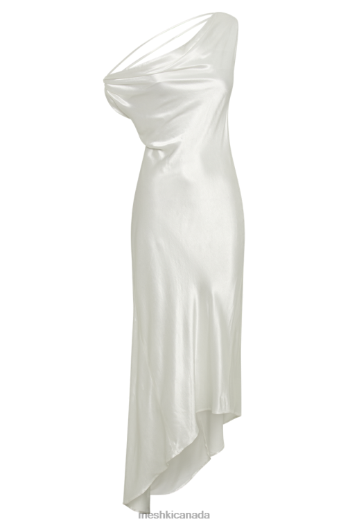 Meshki White Yvette Slip Maxi Dress With Asymmetrical Hem Clothing JN88N125