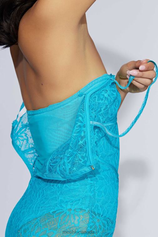 Meshki Aquamarine Mathilde Lace Corset Midi Dress Clothing JN88N651