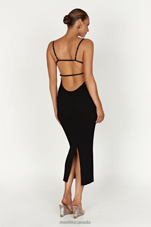 Meshki Black Avalon Backless Knit Midi Dress Clothing JN88N417