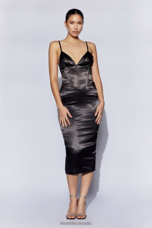 Meshki Black Brie Corset Midi Dress Clothing JN88N644