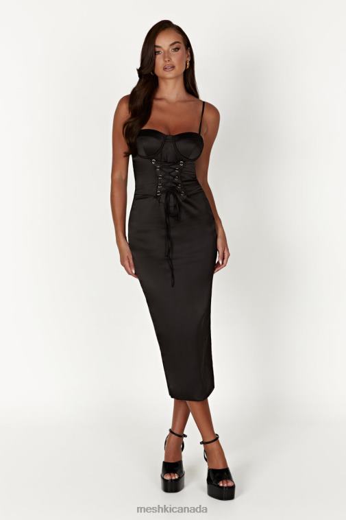 Meshki Black Camelia Corset Midi Dress Clothing JN88N601