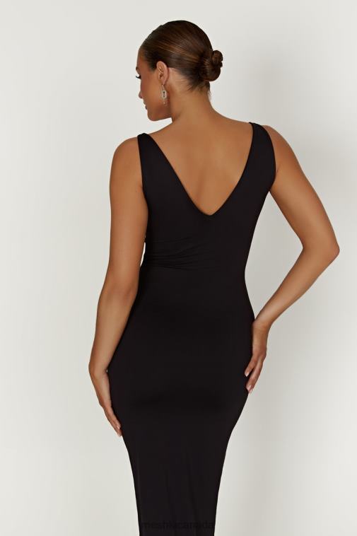 Meshki Black Gretel Recycled Nylon V Neck Midi Dress Clothing JN88N310