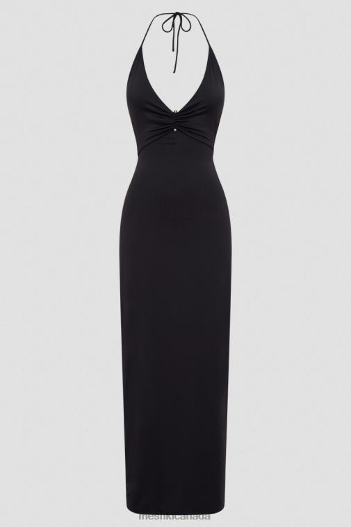 Meshki Black Heidi Recycled Nylon Pin Detail Midi Dress Clothing JN88N210