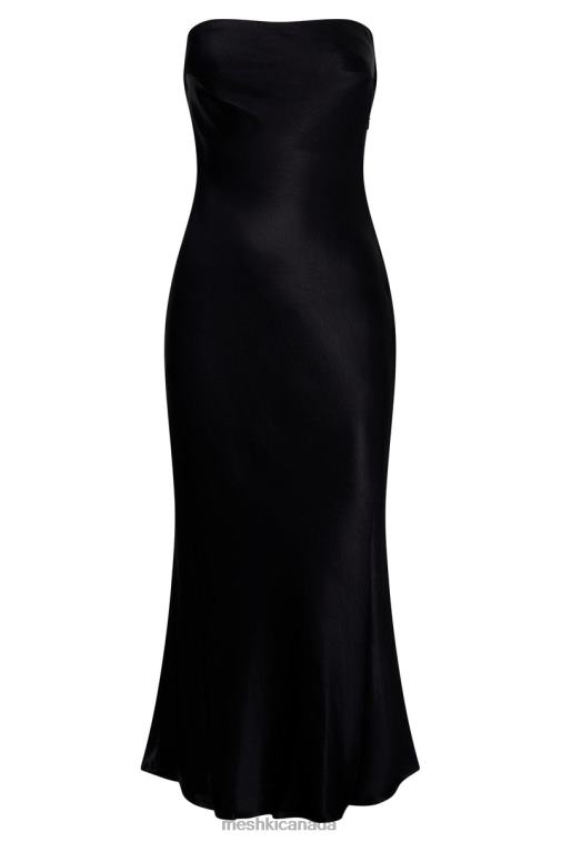 Meshki Black Mischa Strapless Midi Dress With Lace Detailing Clothing JN88N464
