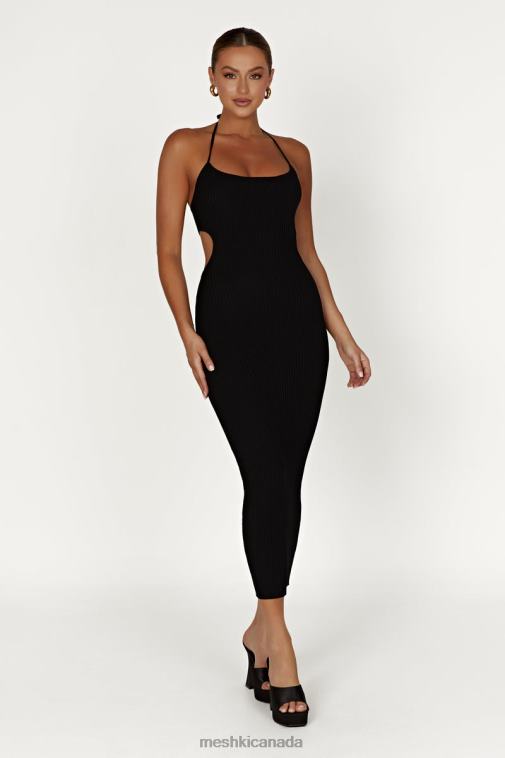 Meshki Black Morgan Halter Knit Midi Dress Clothing JN88N491