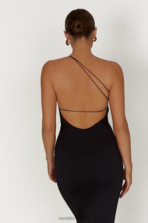 Meshki Black Rosalind Recycled Nylon One Shoulder Midi Dress Clothing JN88N377