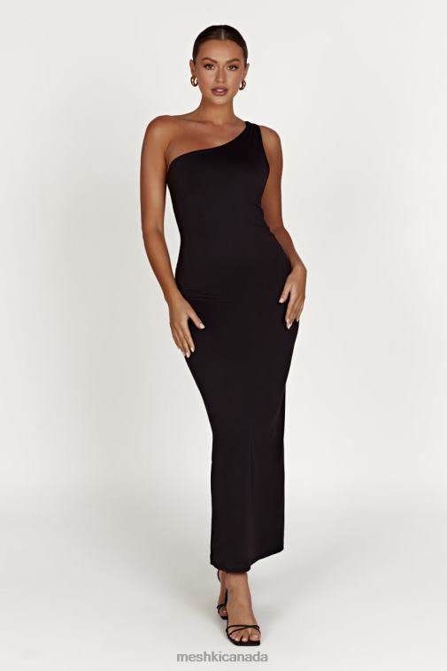 Meshki Black Teagan Recycled Nylon One Shoulder Midi Dress Clothing JN88N501