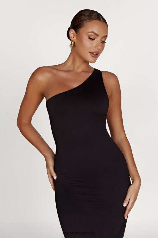 Meshki Black Teagan Recycled Nylon One Shoulder Midi Dress Clothing JN88N501