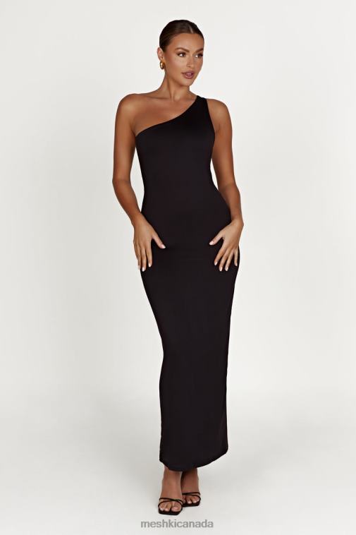 Meshki Black Teagan Recycled Nylon One Shoulder Midi Dress Clothing JN88N501