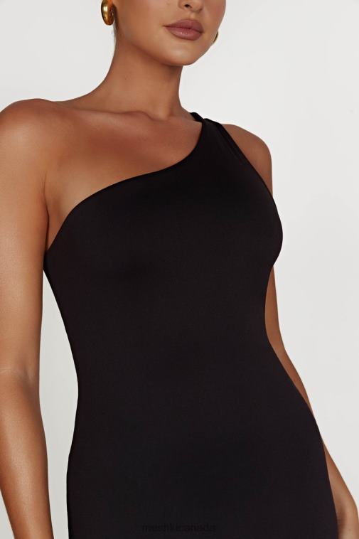 Meshki Black Teagan Recycled Nylon One Shoulder Midi Dress Clothing JN88N501
