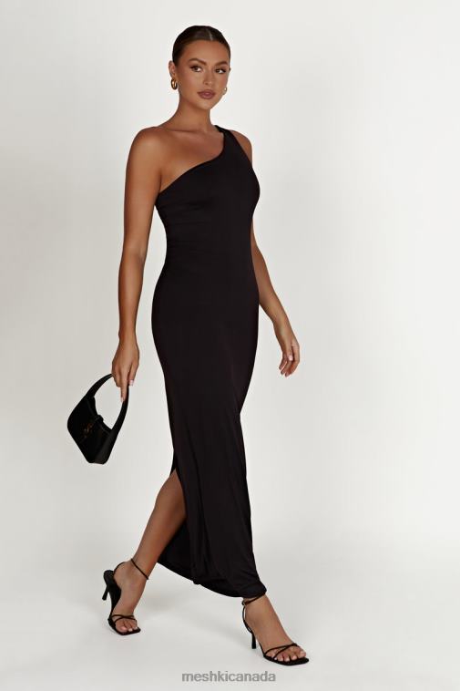 Meshki Black Teagan Recycled Nylon One Shoulder Midi Dress Clothing JN88N501