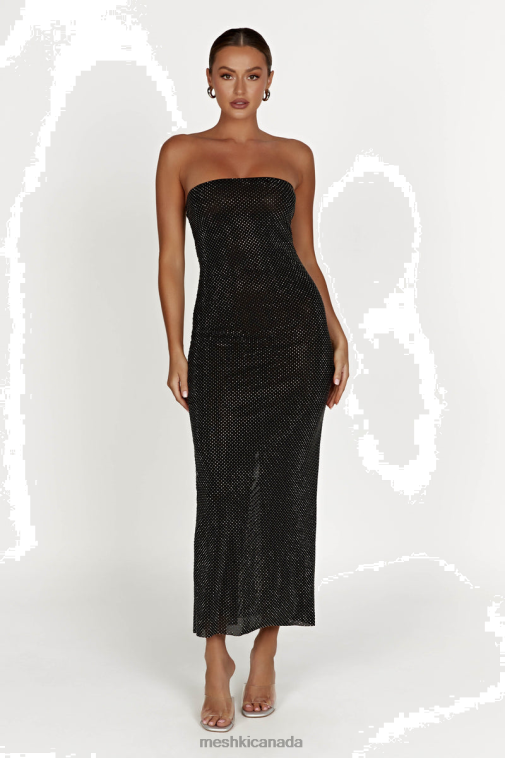 Meshki Black Waverly Strapless Diamante Midi Dress Clothing JN88N359