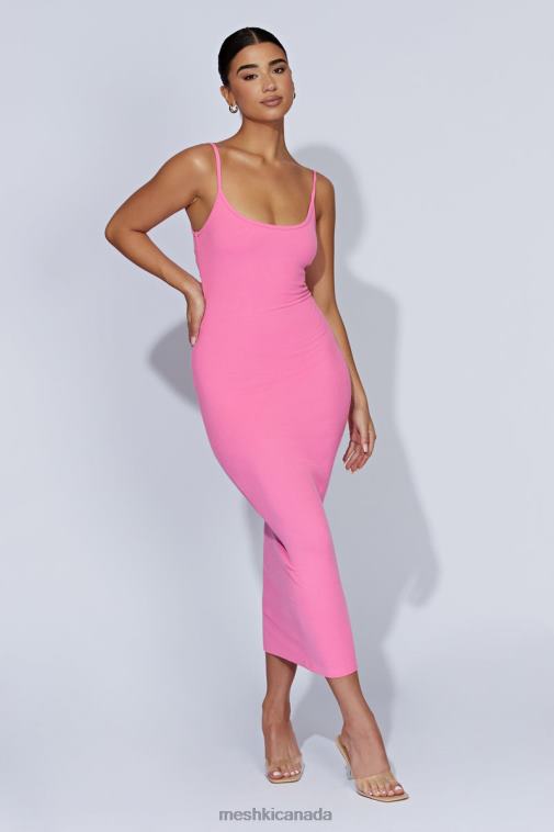 Meshki Bubblegum Pink Alexis Ribbed Cami Midi Dress Clothing JN88N421