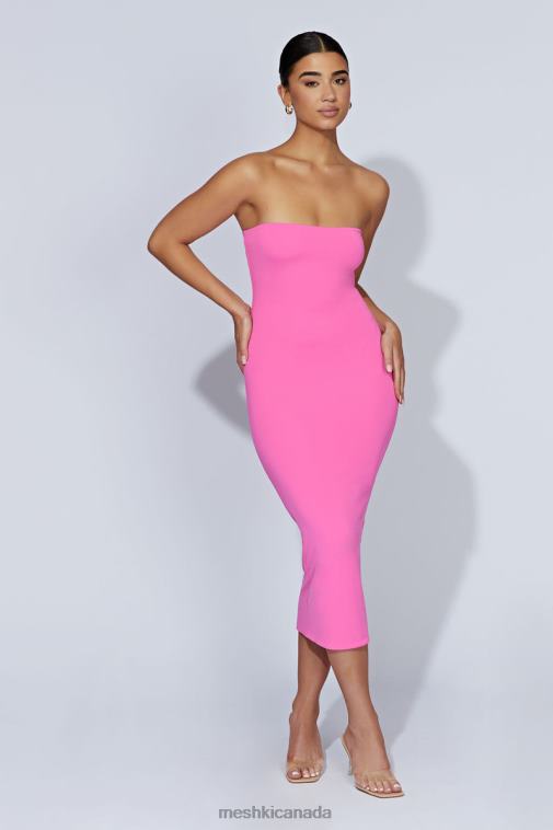 Meshki Bubblegum Pink Cassidy Strapless Midi Dress Clothing JN88N518
