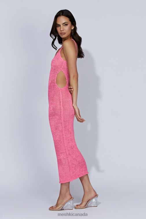 Meshki Bubblegum Pink Shae Scoop Neck Knit Midi Dress Clothing JN88N635