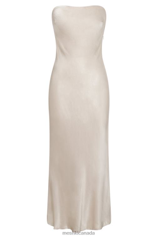 Meshki Champagne Mischa Strapless Midi Dress With Lace Detailing Clothing JN88N31