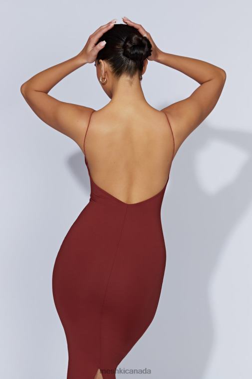 Meshki Cherry Chocolate Lexia Scoop Low Neck Midi Dress Clothing JN88N551