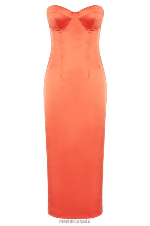 Meshki Coral Bryony Cupped Bodycon Midi Dress Clothing JN88N370
