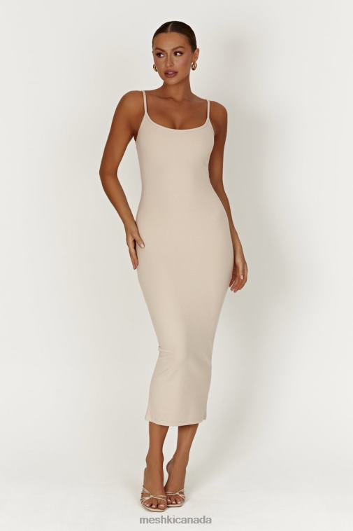 Meshki Cream Alexis Ribbed Cami Midi Dress Clothing JN88N431