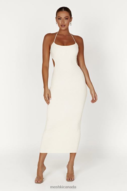 Meshki Cream Morgan Halter Knit Midi Dress Clothing JN88N401