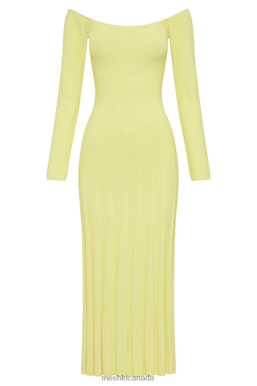 Meshki Lemon Emmeline Long Sleeve Rib Knit Midi Dress Clothing JN88N54