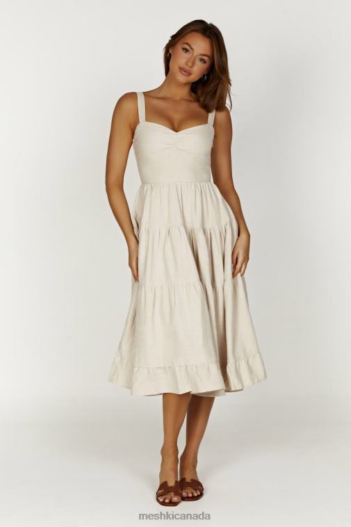 Meshki Natural Adriana Linen Midi Dress Clothing JN88N194