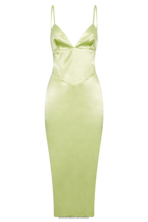 Meshki Pistachio Green Brie Corset Midi Dress Clothing JN88N683