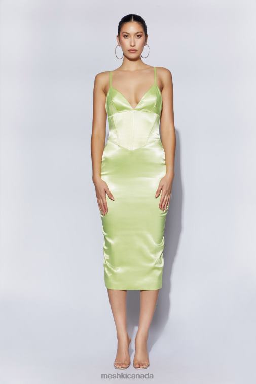 Meshki Pistachio Green Brie Corset Midi Dress Clothing JN88N683