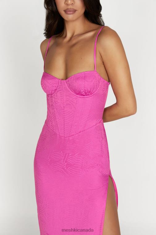 Meshki Rose Pink Maggie Corset Midi Dress Clothing JN88N580