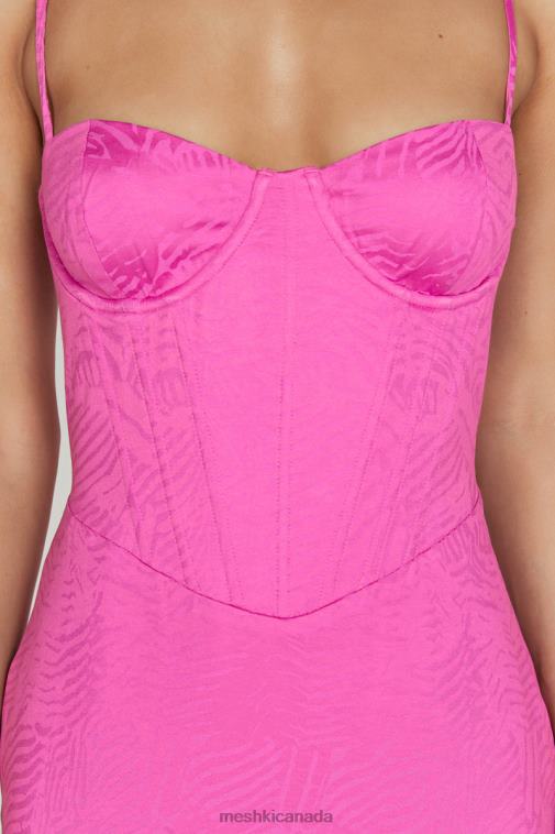 Meshki Rose Pink Maggie Corset Midi Dress Clothing JN88N580
