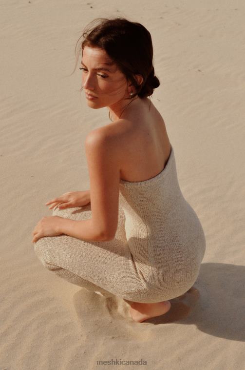 Meshki Wheat Friya Strapless Tape Yarn Midi Dress Clothing JN88N566