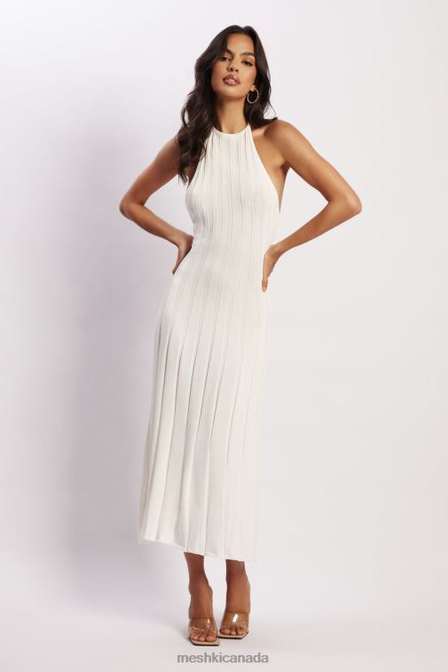 Meshki White Adrienne Halter Neck Midi Dress Clothing JN88N176