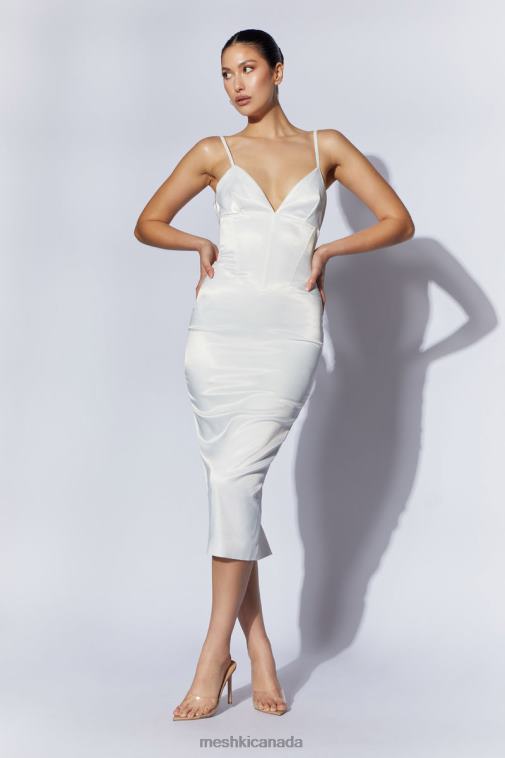 Meshki White Brie Corset Midi Dress Clothing JN88N663