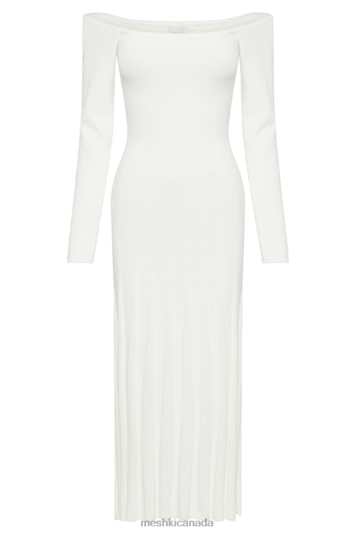 Meshki White Emmeline Long Sleeve Rib Knit Midi Dress Clothing JN88N76